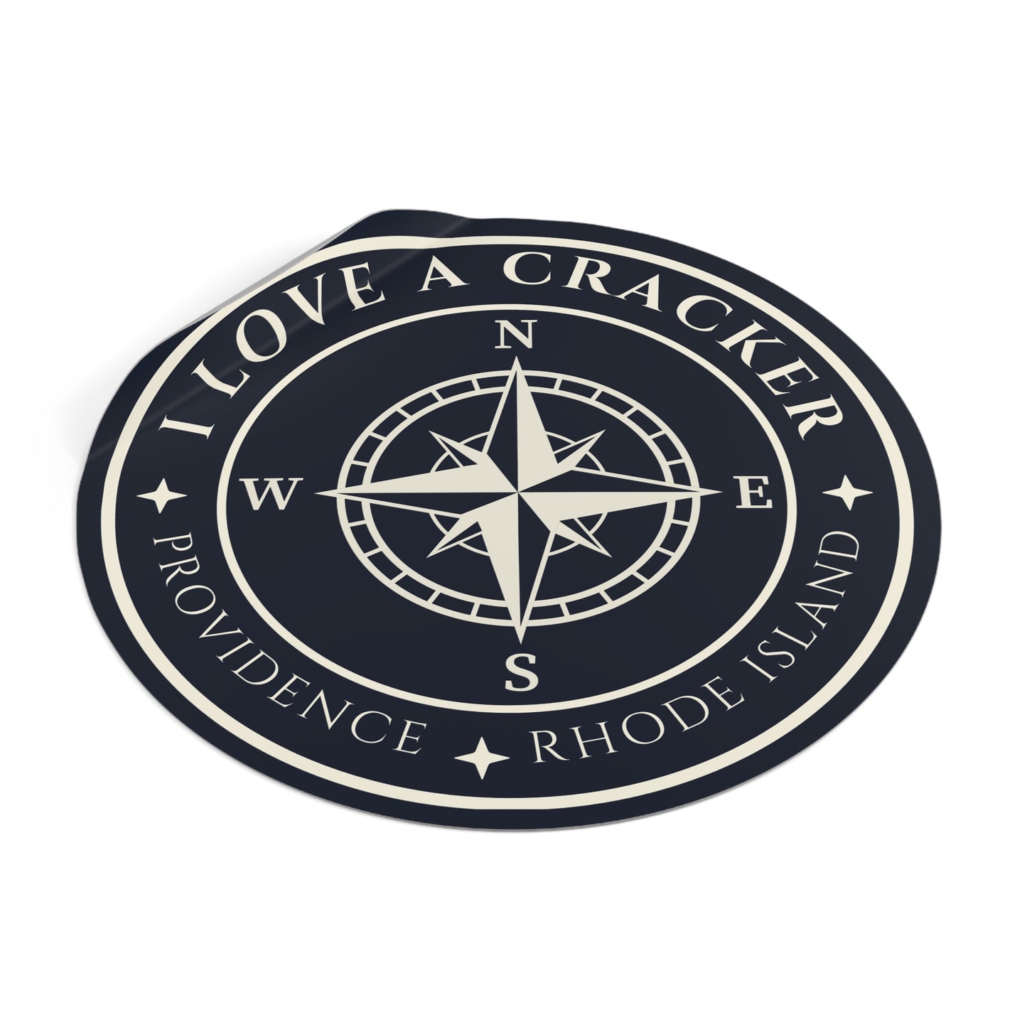 I Love A Cracker compass sticker | Round Vinyl Sticker Providence Rhode Island