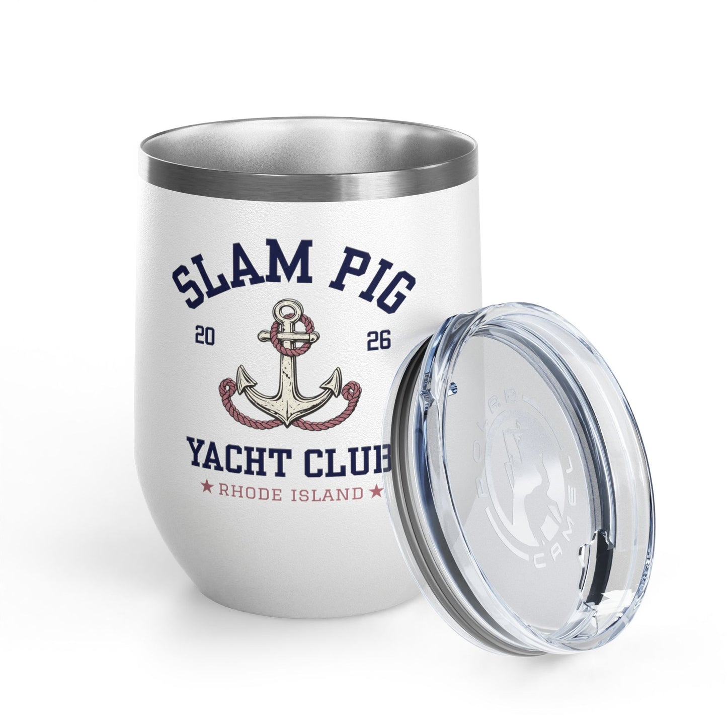 Slam Pig Yacht Club Wine Tumbler, RHORI Inspired Insulated Cup, Rhode Island Boat Gift, Funny Bravo Wine, Front/Back Design