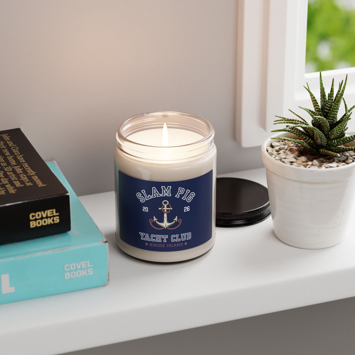 Slam Pig Yacht Club Candle, Rhode Island Coastal Candle, Nautical Home Decor, Beach House Candle, Boat Lover Gift, Summer Decor, RHORI