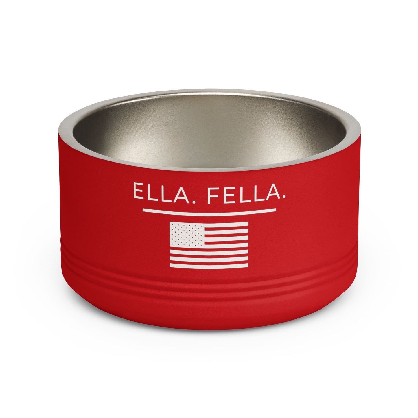 Ella Fella Americana Flag Pet Bowl | Personalized Stainless Steel Dog Bowl | Custom Pet Bowl | Dog Lover Gift