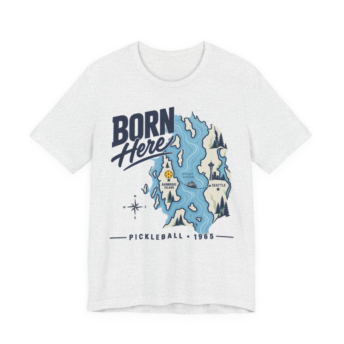 Born Here Bainbridge Island Pickleball 1965 Unisex Tee