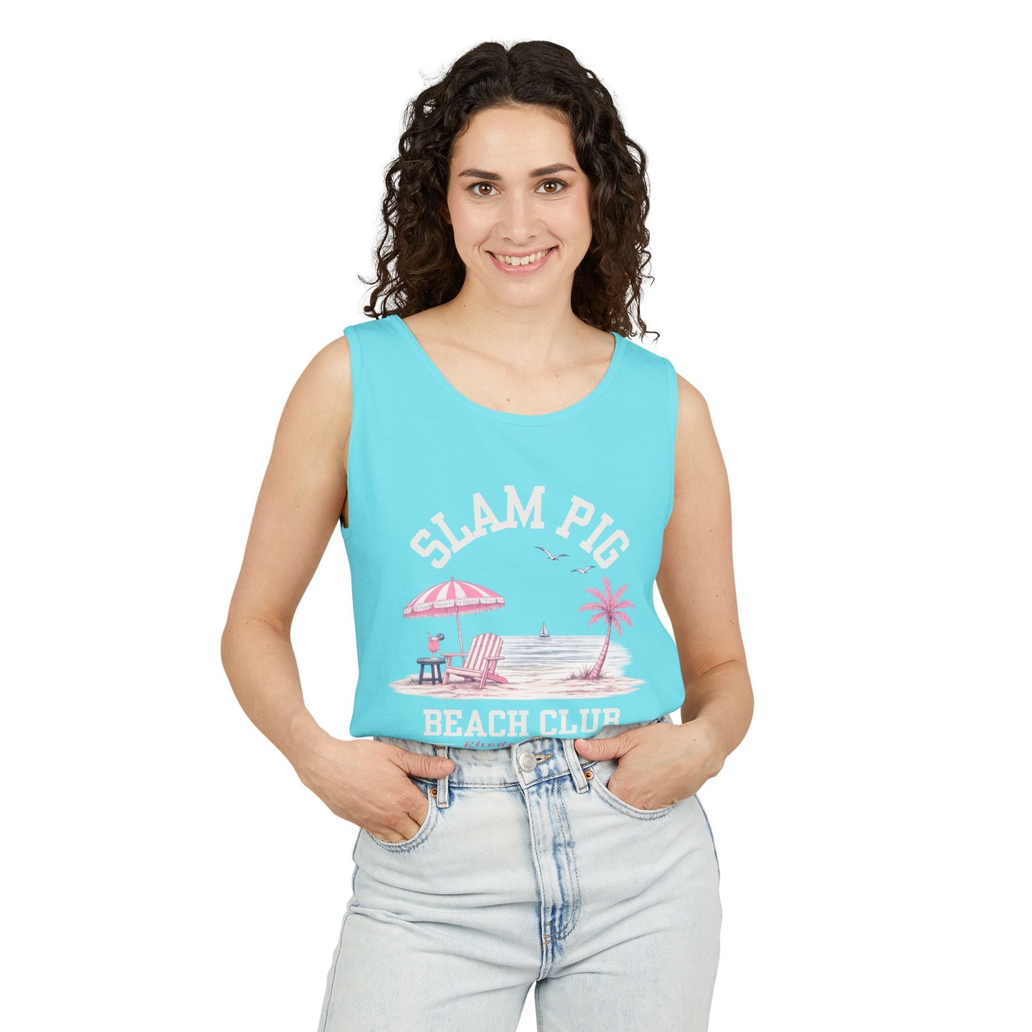 Slam Pig Beach Club Shirt, Rhode Island Beach Tee, Coastal Vacation Shirt, Preppy Summer Graphic Tee, Nautical Ocean Shirt