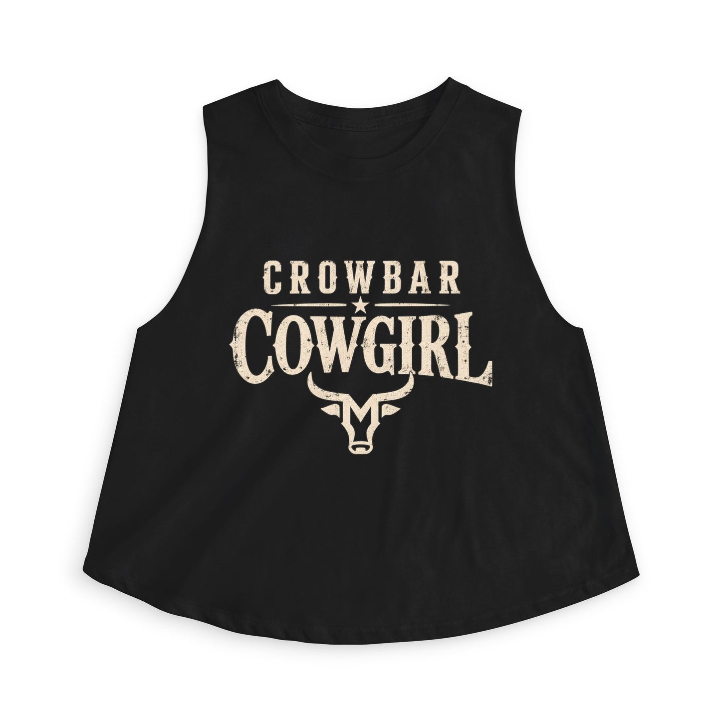 Crowbar Cowgirl Crop Top, Western Graphic Tank, Country Girl Style, Rodeo Fashion, Bella Canvas 6682
