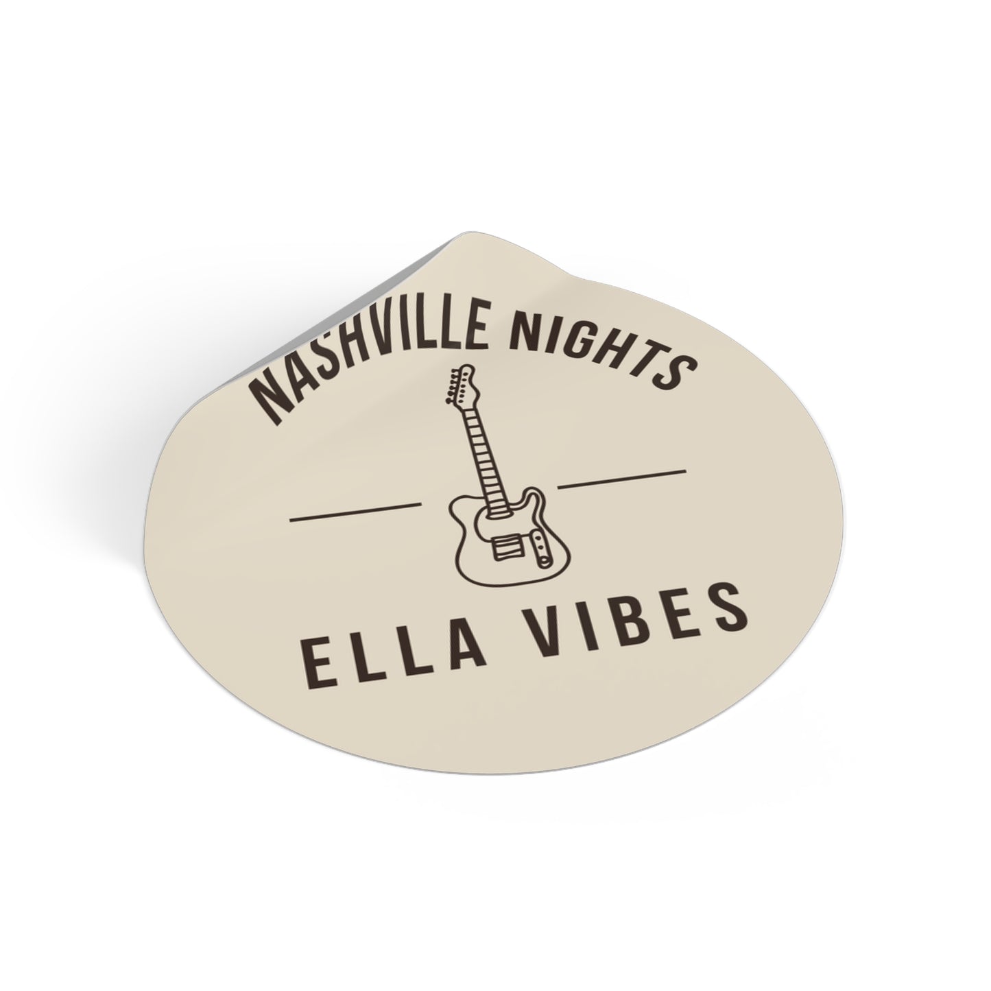 Nashville Nights Guitar Sticker | Round Vinyl Sticker, Ella Vibes | Ella Inspired Sticker | Nashville Music