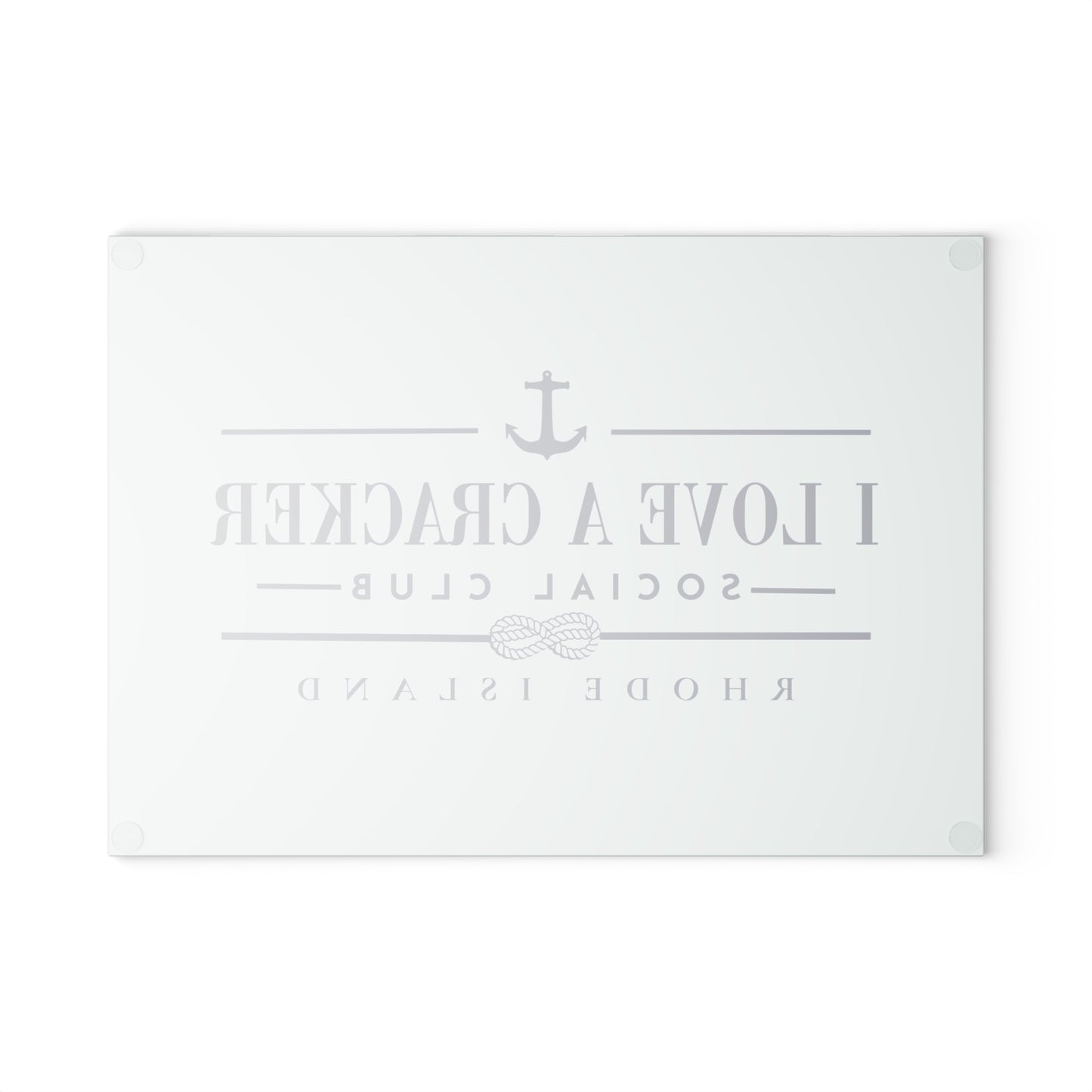 I Love a Cracker Social Club Glass Cutting Board | RHORI Rhode Island Kitchen Decor | Charcuterie Board Gift
