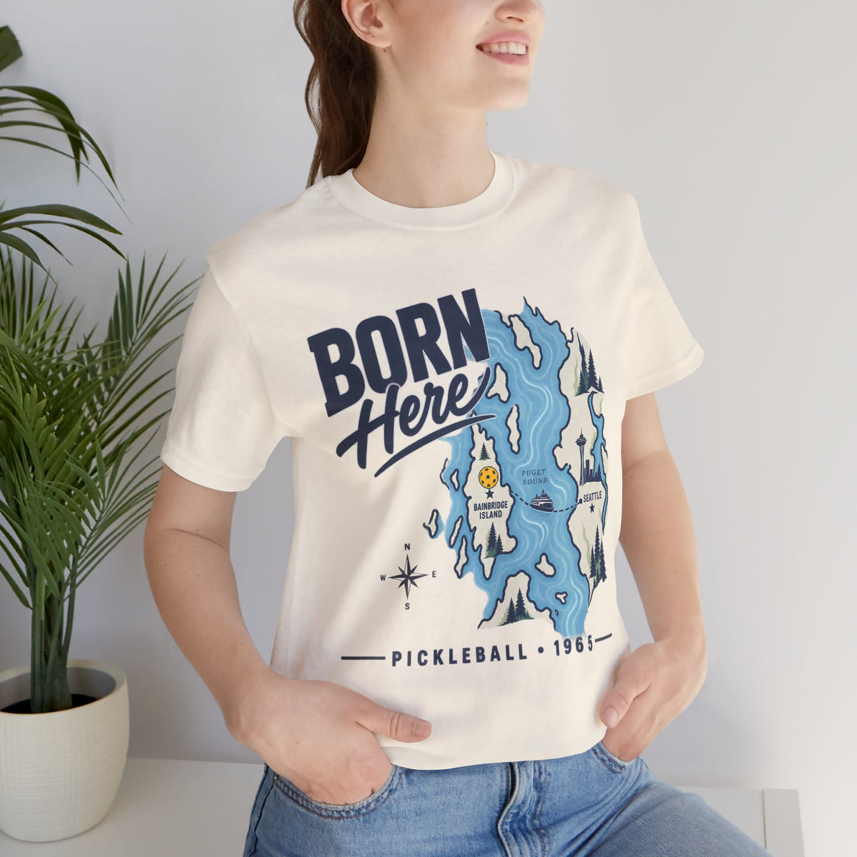Copy of Born Here Bainbridge Island Pickleball 1965 Unisex Tee