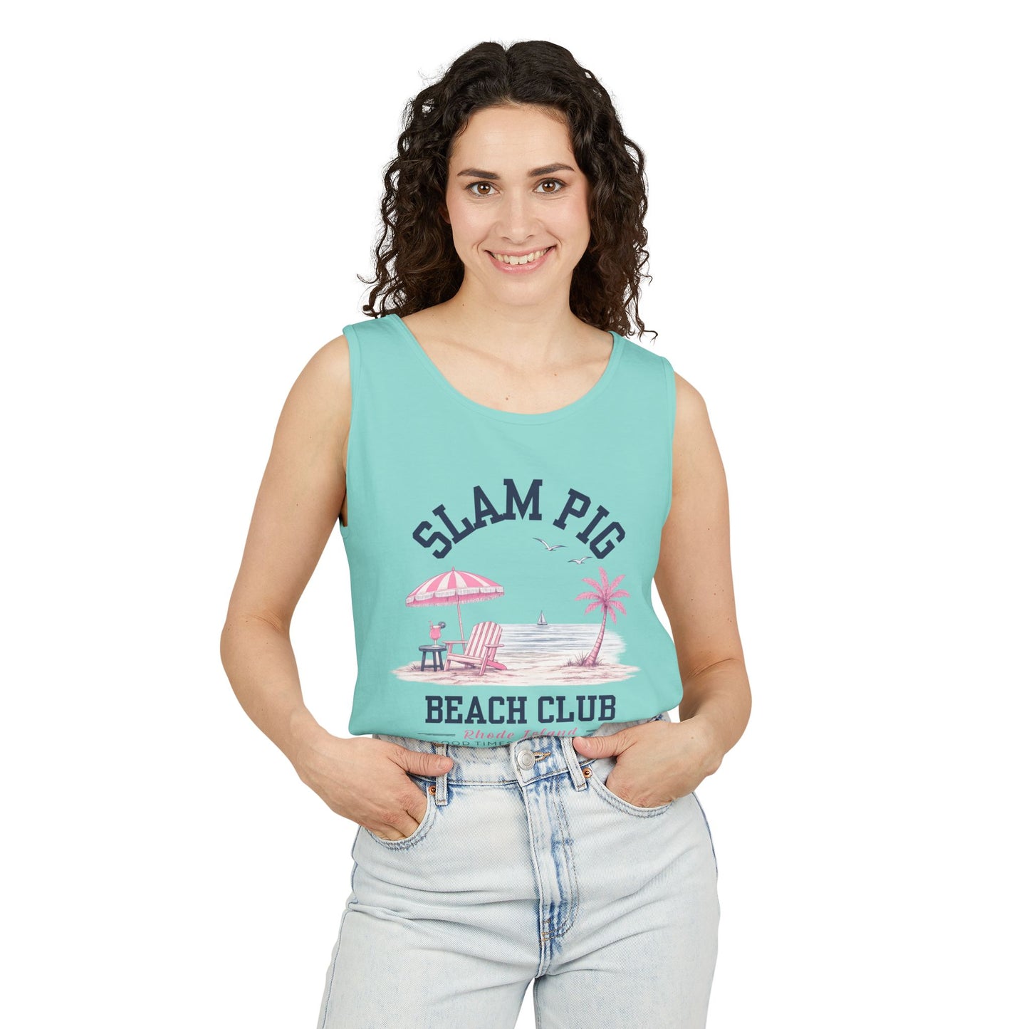 Slam Pig Beach Club Shirt, Rhode Island Beach Tee, Coastal Vacation Shirt, Preppy Summer Graphic Tee, Nautical Ocean Shirt