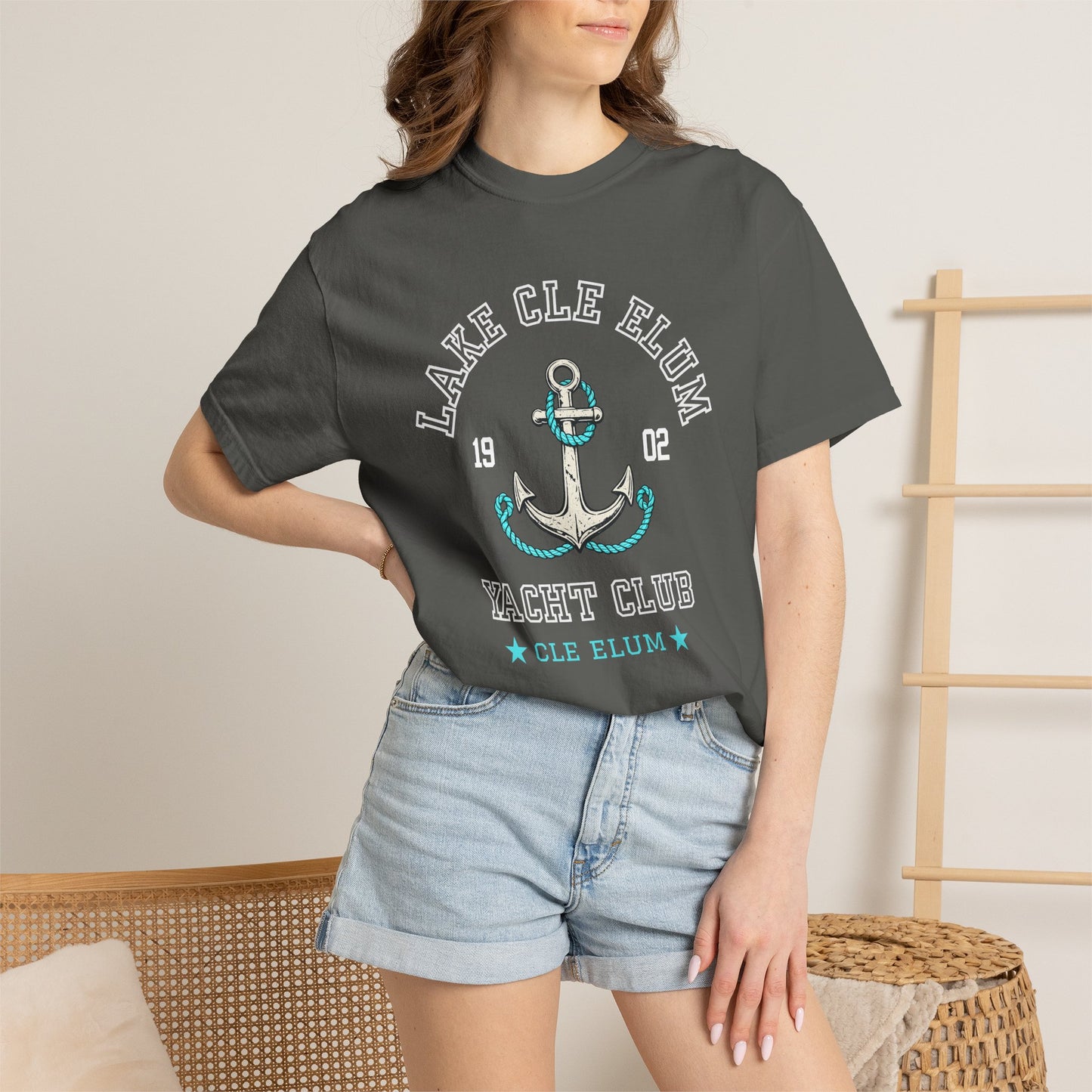 Turquoise Anchor Graphic T-Shirt | Nautical Anchor Illustration