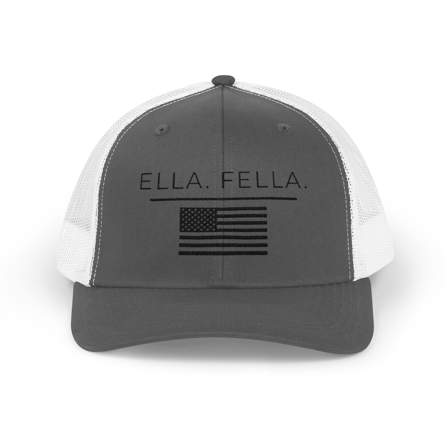 Ella Fella American Flag Trucker Hat, Embroidered Snapback Cap, Patriotic Mesh Hat, USA Hat for Men, Country Concert Hat