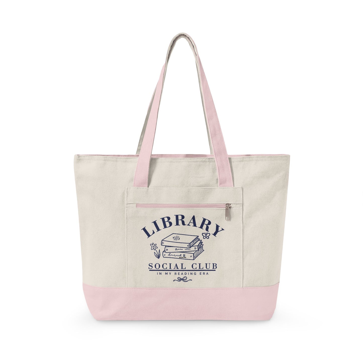 In My Reading Era, Library Social Club Canvas Tote Bag, Zippered Book Lover Gift for Readers | Back to School | Personalize it!
