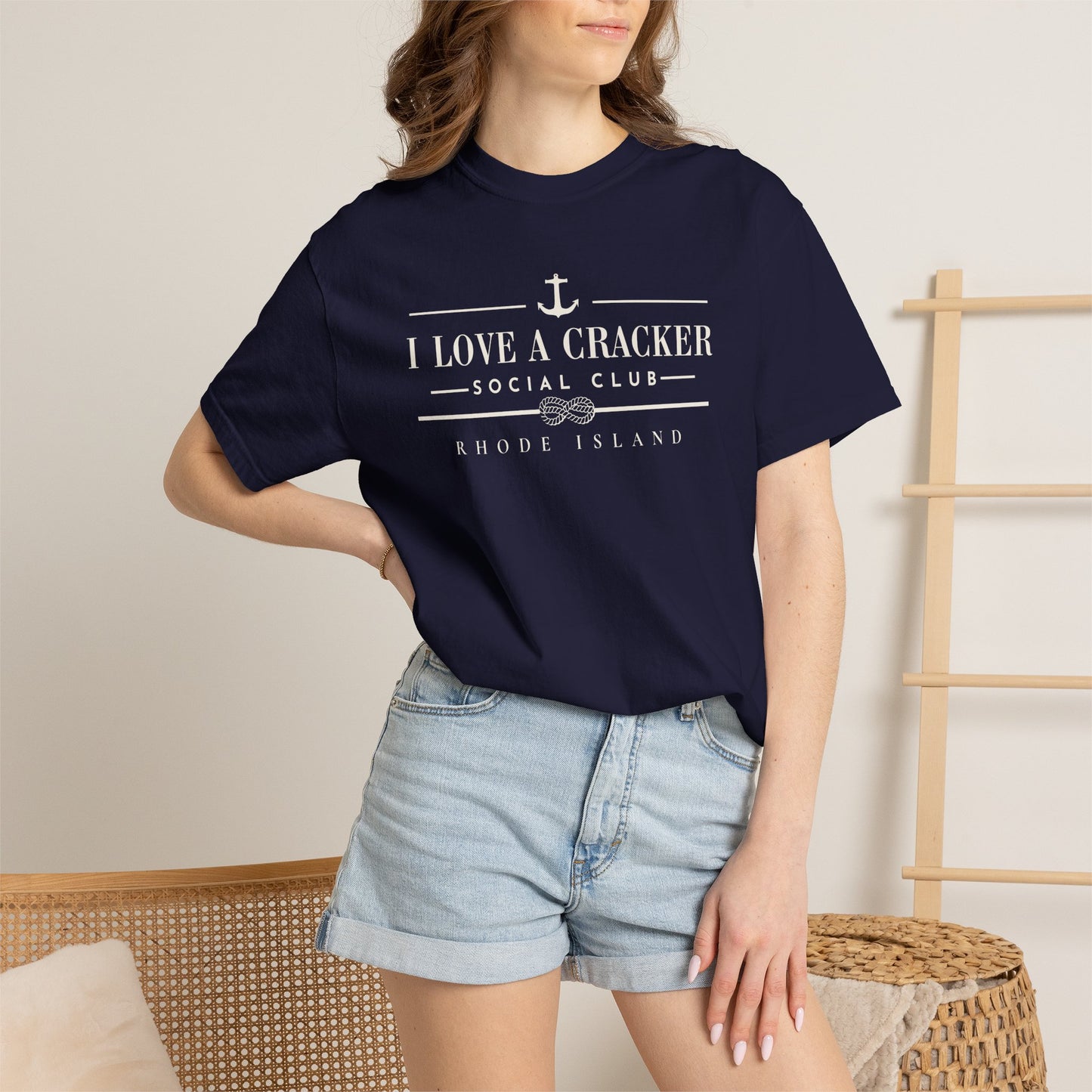 I Love a Cracker Social Club Shirt | Funny Rhode Island Shirt | Coastal Nautical Graphic Tee | New England Yacht Club Style | RHORI