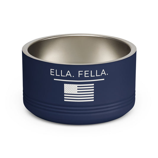 Ella Fella Americana Flag Pet Bowl | Personalized Stainless Steel Dog Bowl | Custom Pet Bowl | Dog Lover Gift