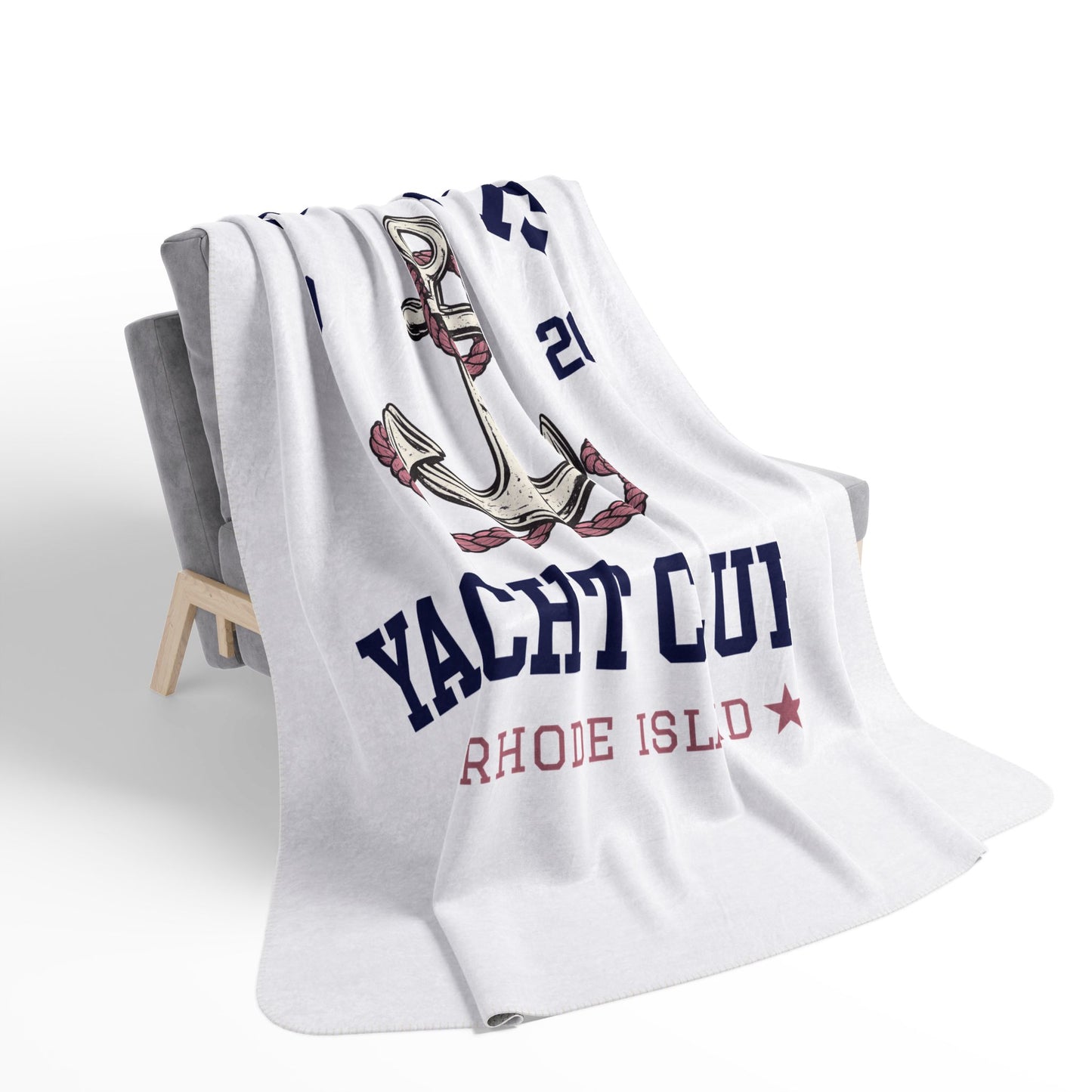 Slam Pig Yacht Club Sherpa Fleece Blanket, Coastal Throw Blanket, Nautical Blanket, Boat Blanket, Beach House Decor, Gift | RHORI