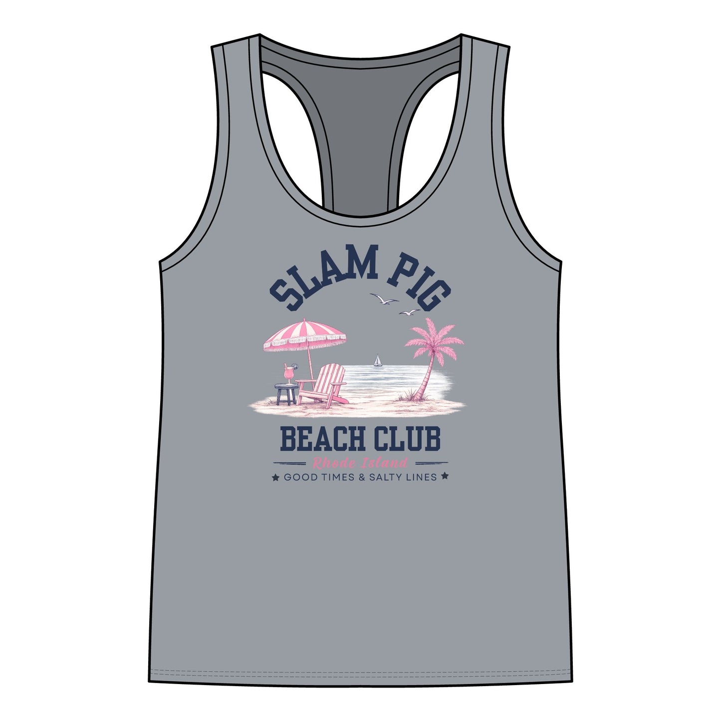 Slam Pig Beach Club Tank Top, Rhode Island Beach Shirt, Coastal Summer Natural Tank, RHORI Inspired Gift