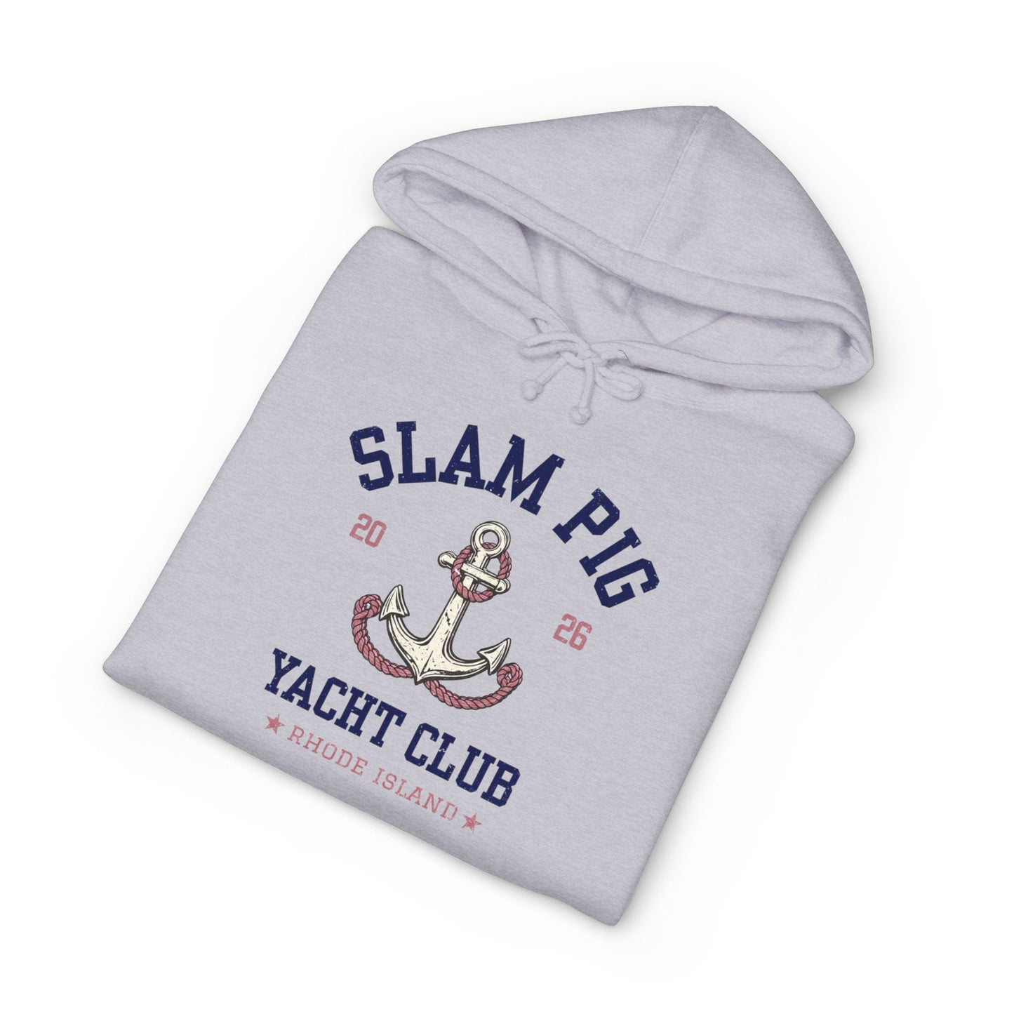 Slam Pig Yacht Club Hoodie | Rhode Island Nautical Sweatshirt | Coastal Anchor Hoodie | Funny Yacht Club Pullover | Unisex Hoodie