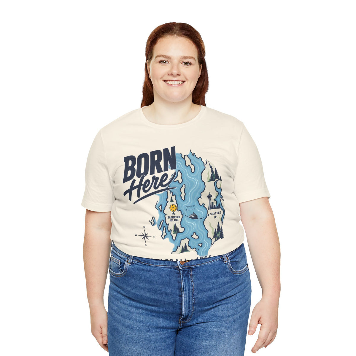 Born Here Bainbridge Island Pickleball 1965 Unisex Tee