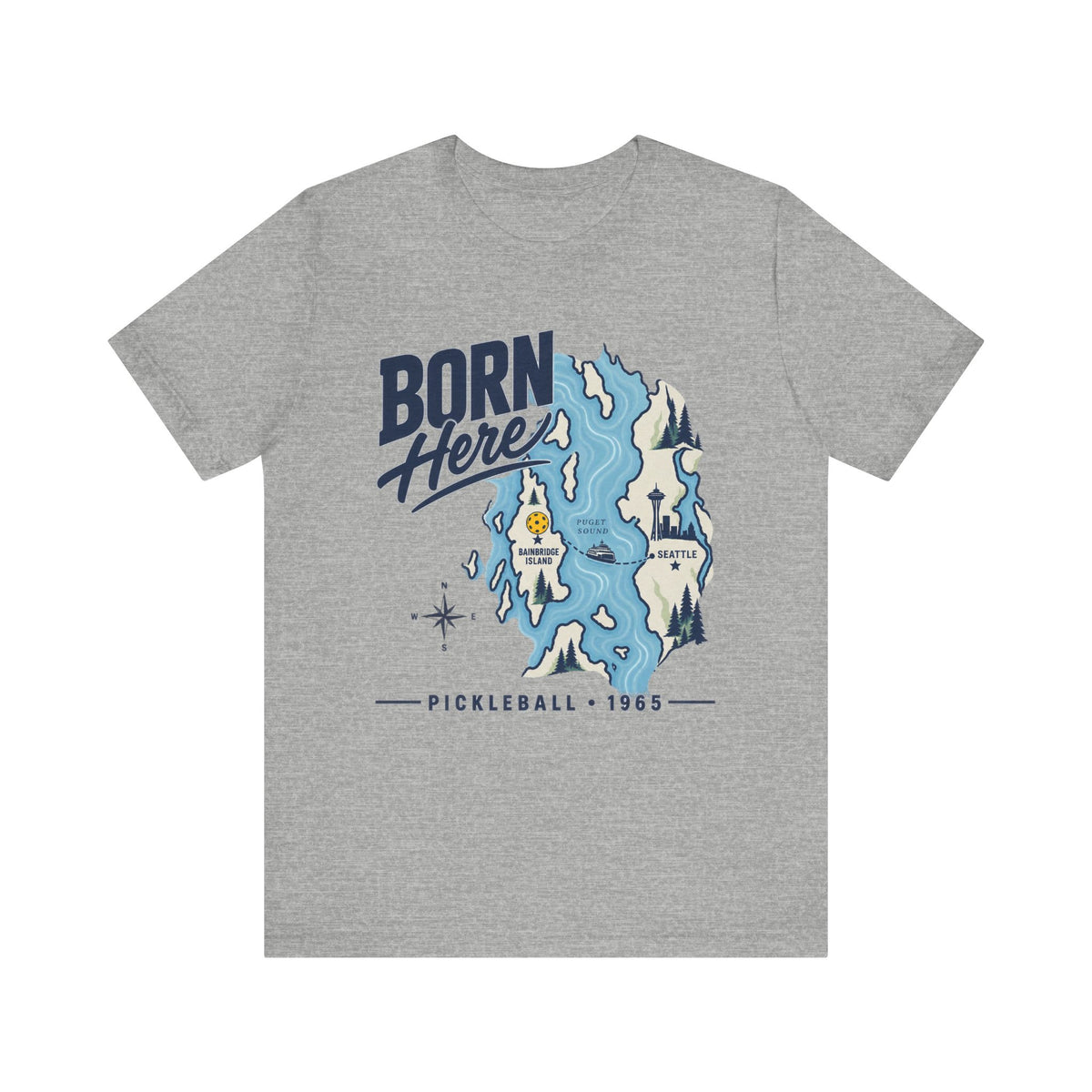 Copy of Born Here Bainbridge Island Pickleball 1965 Unisex Tee
