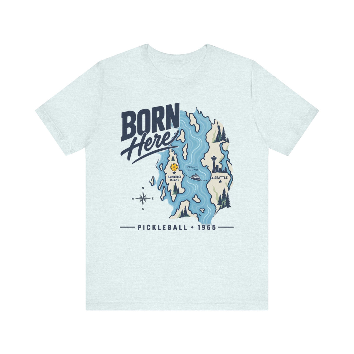 Born Here Bainbridge Island Pickleball 1965 Unisex Tee