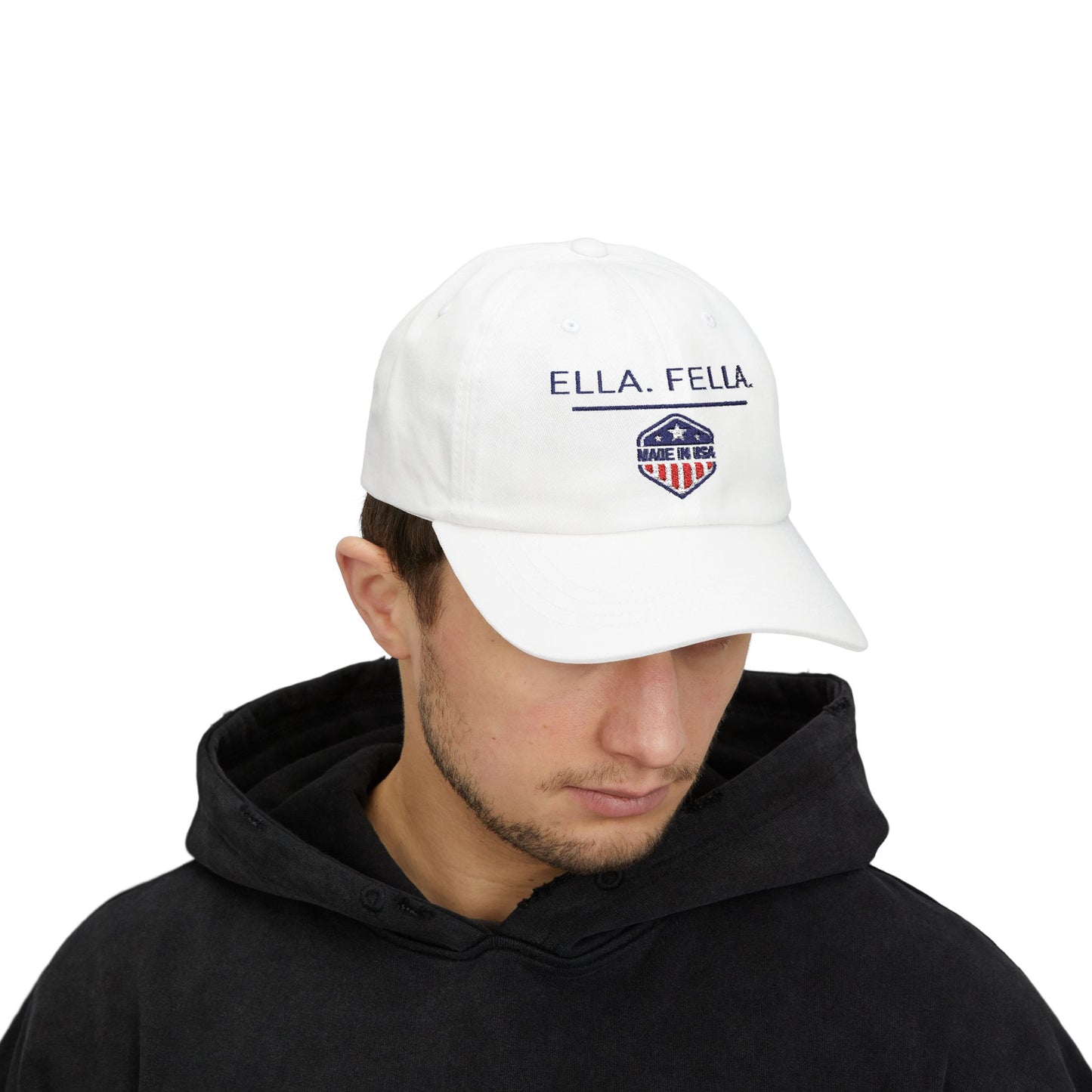 Ella Fella Embroidered Hat, Made in USA Cap, Patriotic Dad Hat, Men's Baseball Cap, Lake Life Hat, Boating Fishing Gift