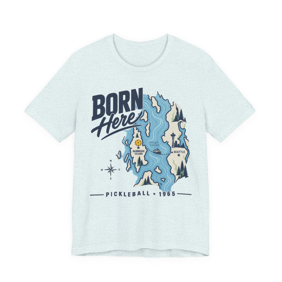 Born Here Bainbridge Island Pickleball 1965 Unisex Tee