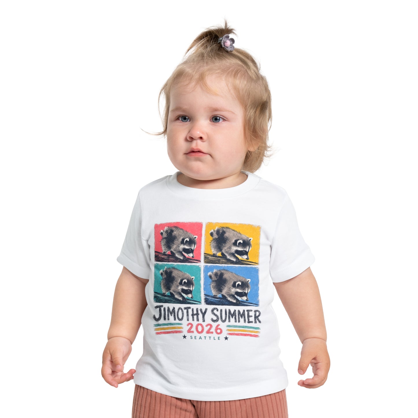 Jimothy Summer 2026 Seattle | Raccoon Pop Art Baby T-Shirt