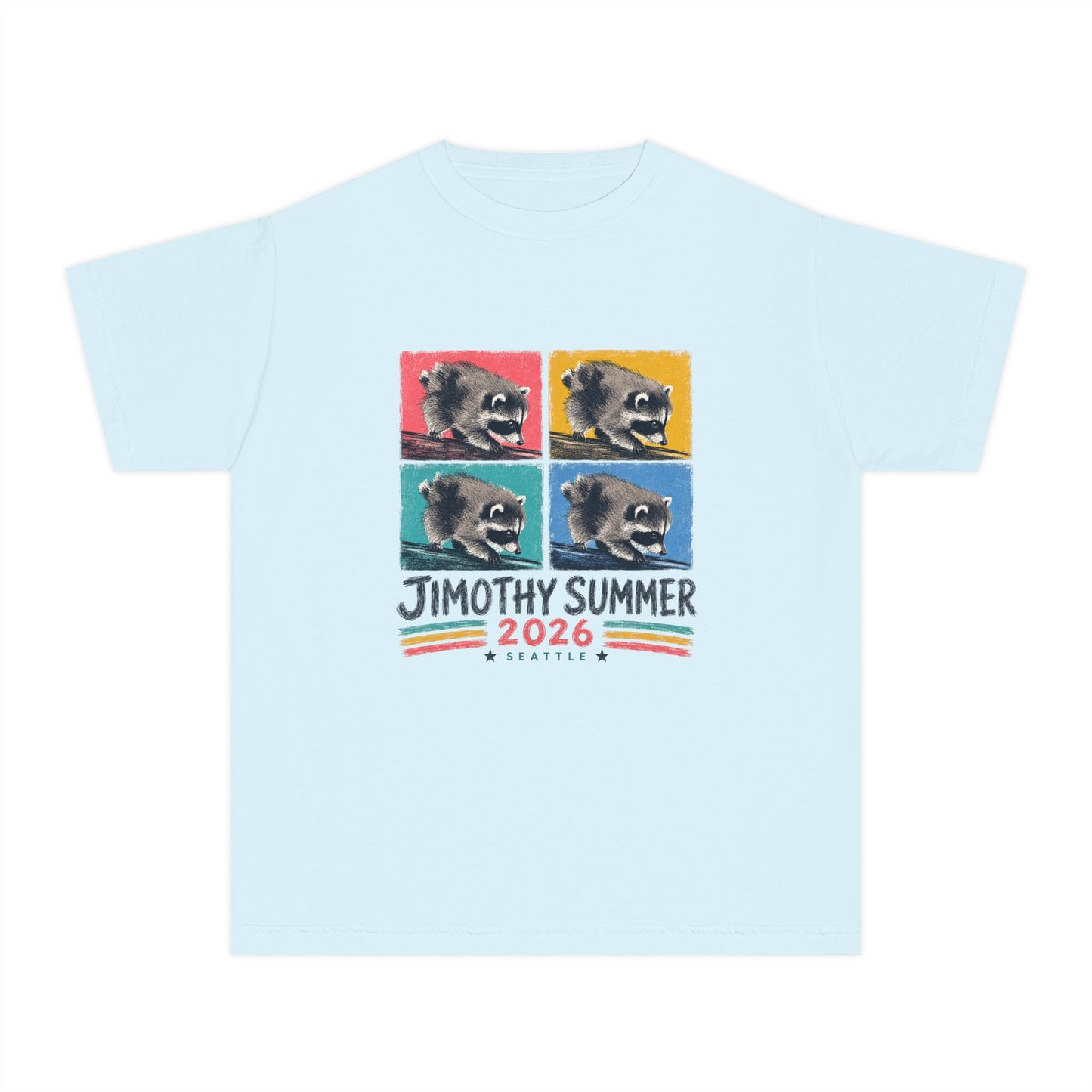 Jimothy Summer 2026 Kids Shirt, Seattle Raccoon Tee, Funny Seattle Kids T Shirt, Raccoon Shirt, Cute Summer Tee, Comfort Colors