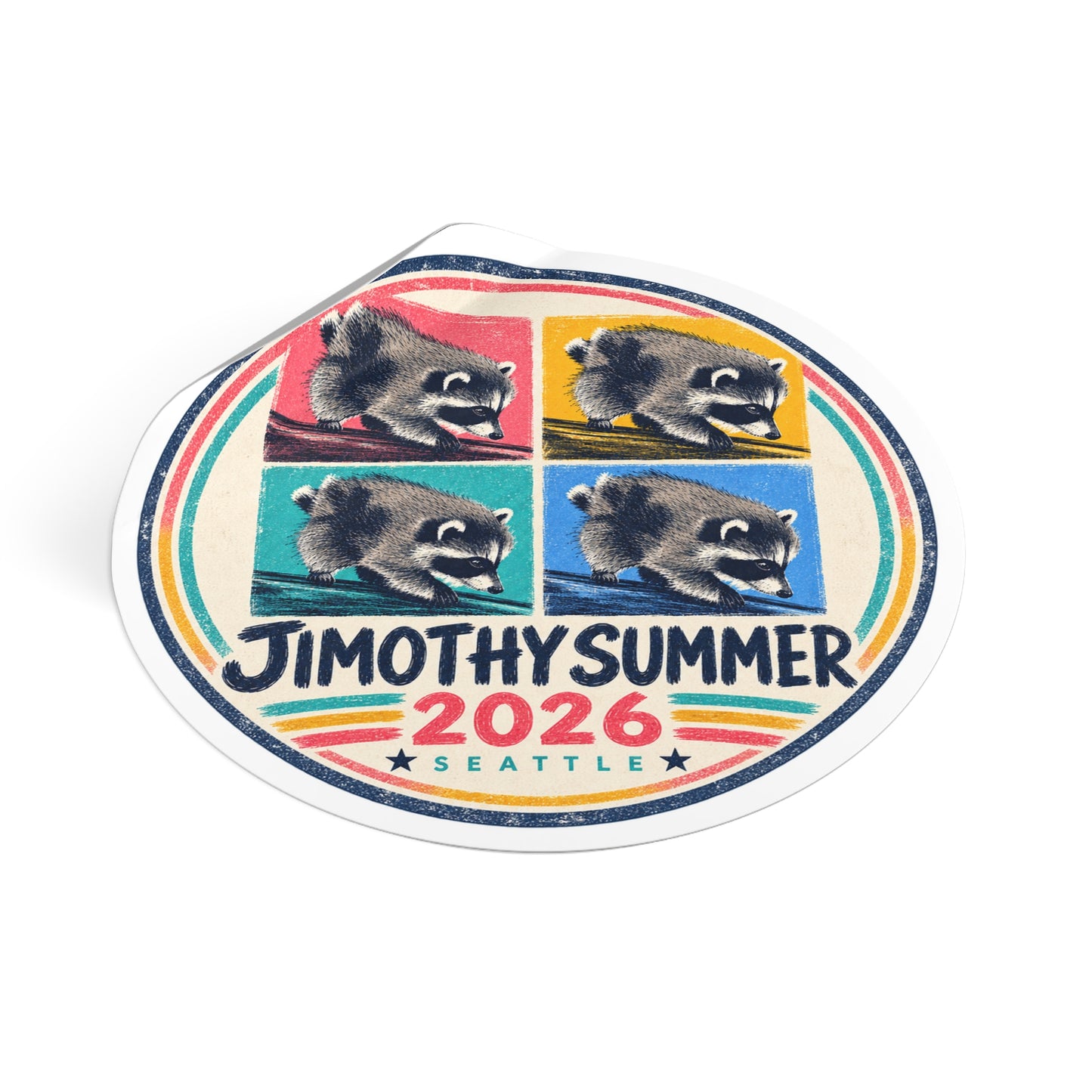 Jimothy Summer 2026 Sticker, Seattle Raccoon Sticker, Funny Seattle Sticker, Cute Raccoon Decal, Pacific Northwest Sticker