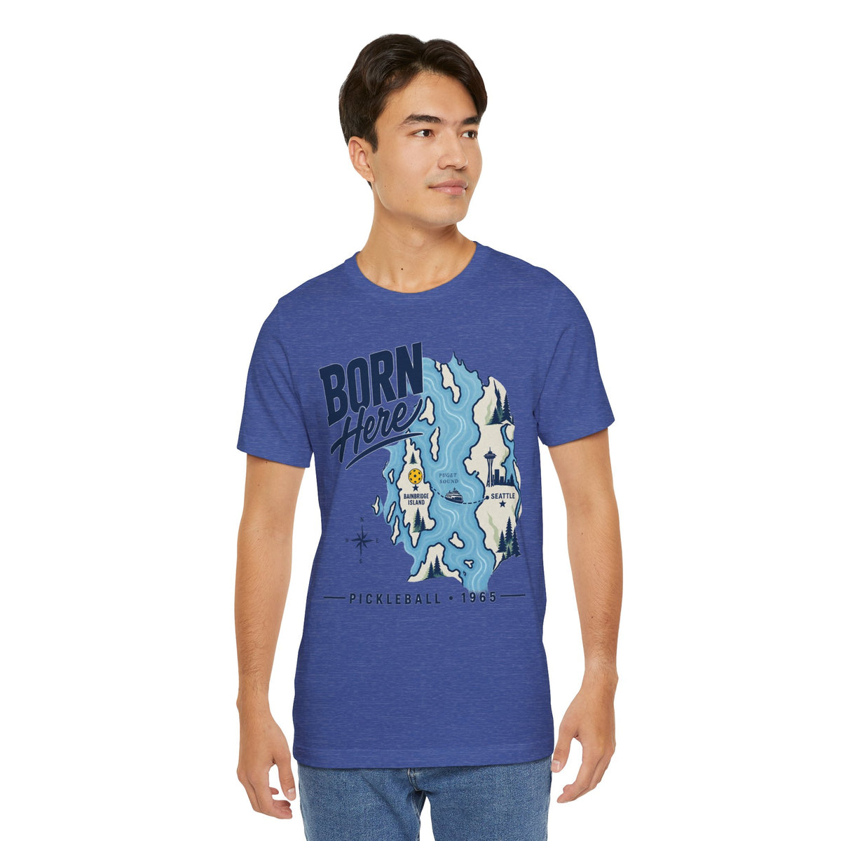 Born Here Bainbridge Island Pickleball 1965 Unisex Tee