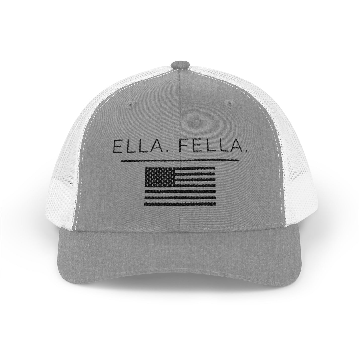 Ella Fella American Flag Trucker Hat, Embroidered Snapback Cap, Patriotic Mesh Hat, USA Hat for Men, Country Concert Hat