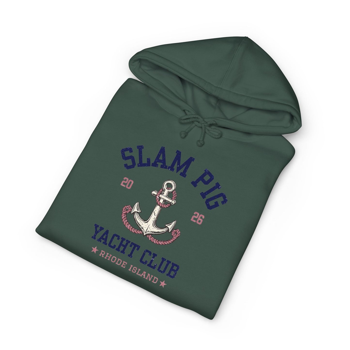 Slam Pig Yacht Club Hoodie | Rhode Island Nautical Sweatshirt | Coastal Anchor Hoodie | Funny Yacht Club Pullover | Unisex Hoodie