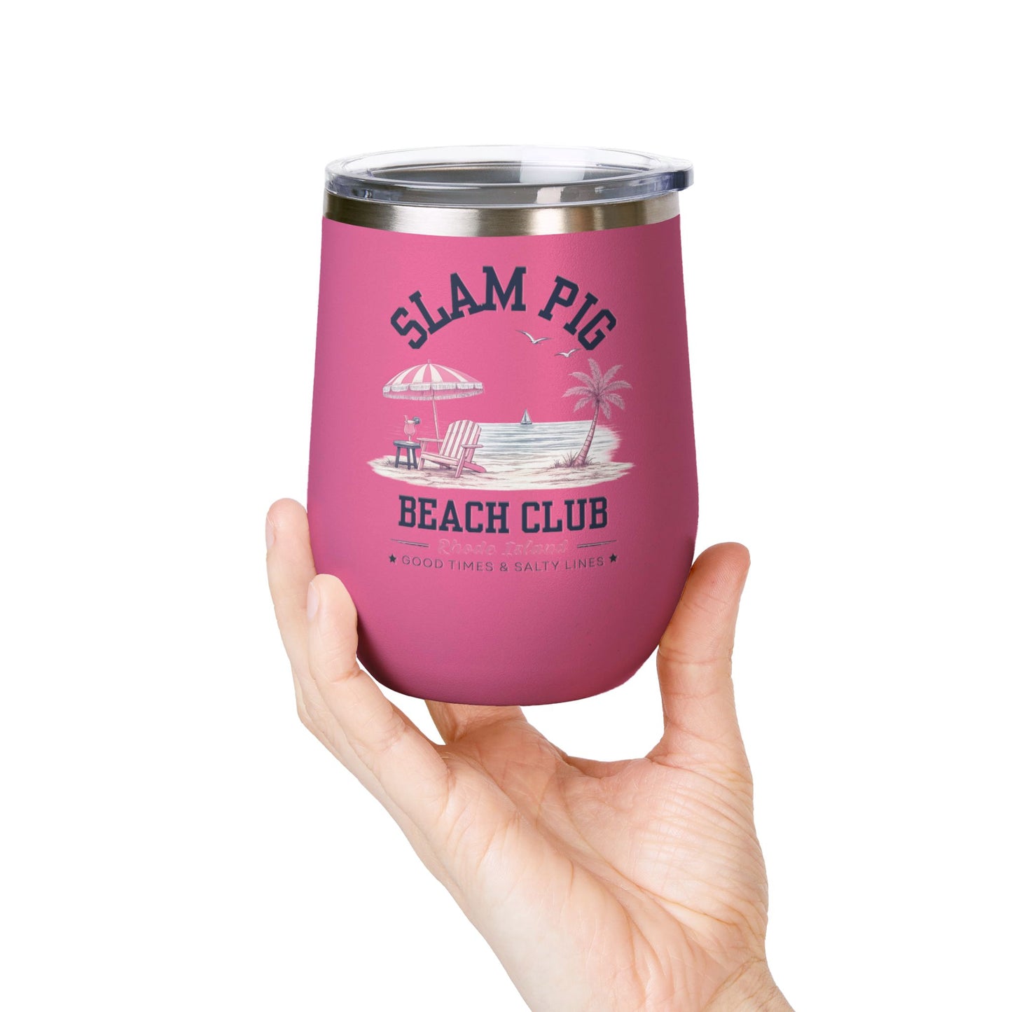 Slam Pig Beach Club Tumbler, RHORI Inspired Wine Tumbler, Rhode Island Gift, 12oz Insulated Cup, Bravo Fan Gift, Beach Cup