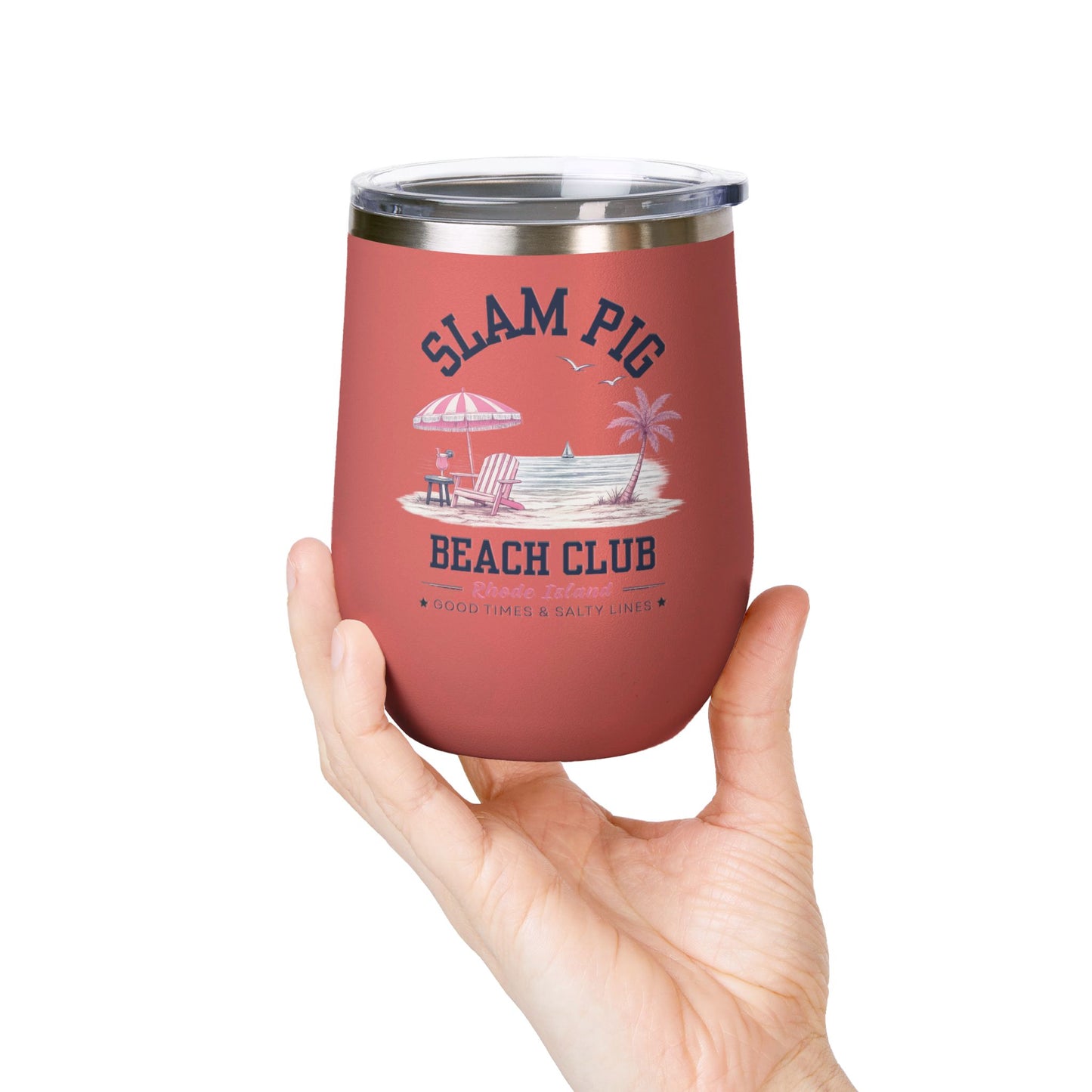 Slam Pig Beach Club Tumbler, RHORI Inspired Wine Tumbler, Rhode Island Gift, 12oz Insulated Cup, Bravo Fan Gift, Beach Cup