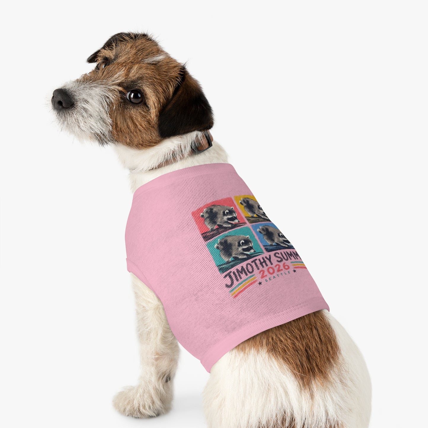 Jimothy Summer 2026 Pet Shirt, Seattle Raccoon Dog Tee, Funny Summer Pet Shirt, Retro Pop Art Cat & Dog Shirt, PNW Pet Apparel