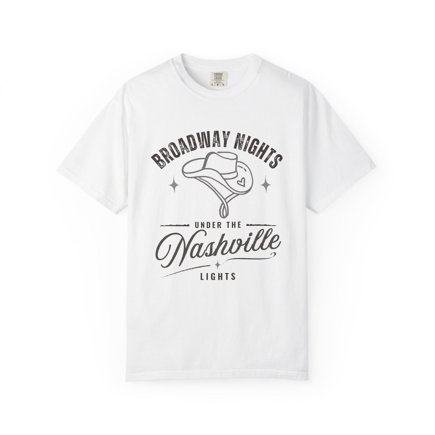 Broadway Nights Under the Nashville Lights Comfort Colors® T-Shirt | Nashville Country Music Tee | Broadway Street Shirt | Nashville Gift