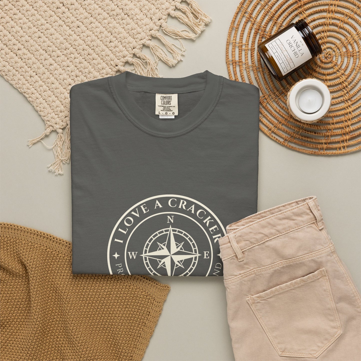I Love A Cracker compass graphic T-shirt | nautical compass shirt