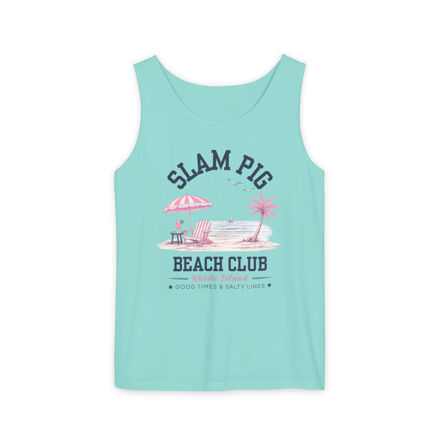 Slam Pig Beach Club Shirt, Rhode Island Beach Tee, Coastal Vacation Shirt, Preppy Summer Graphic Tee, Nautical Ocean Shirt