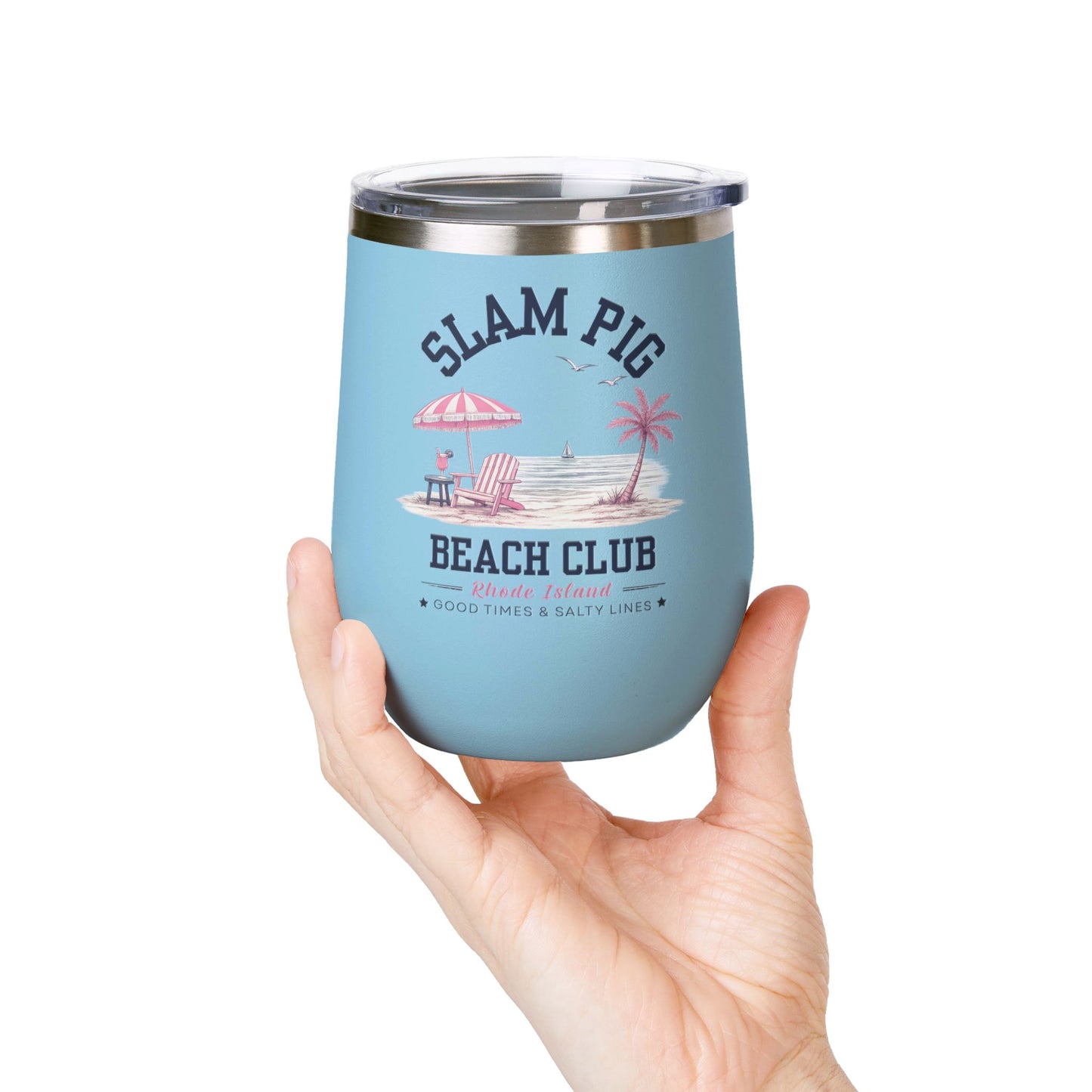 Slam Pig Beach Club Tumbler, RHORI Inspired Wine Tumbler, Rhode Island Gift, 12oz Insulated Cup, Bravo Fan Gift, Beach Cup