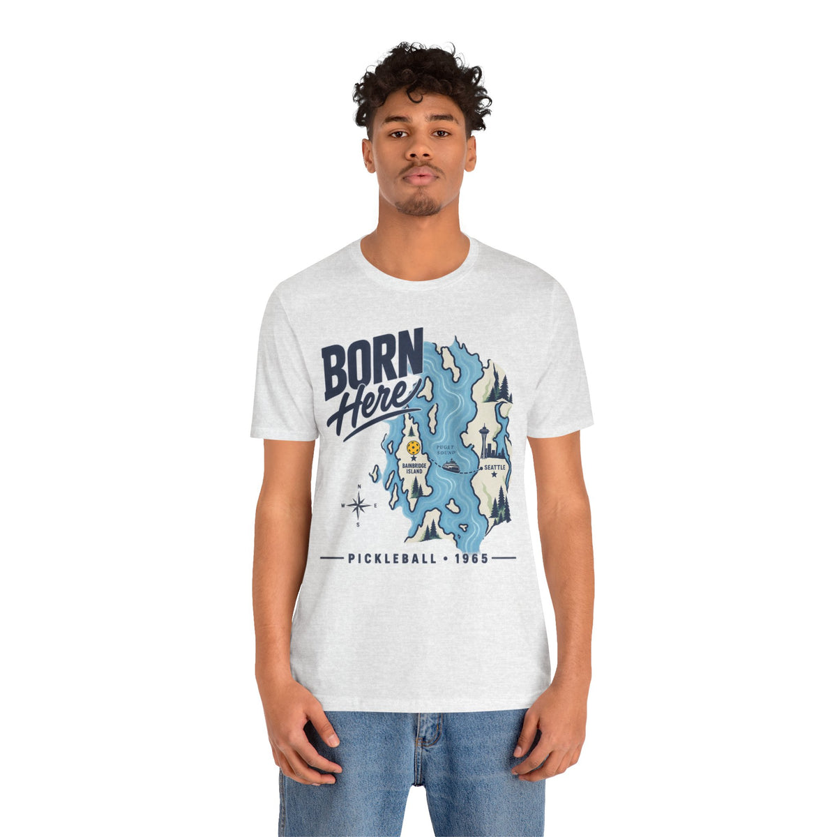 Born Here Bainbridge Island Pickleball 1965 Unisex Tee