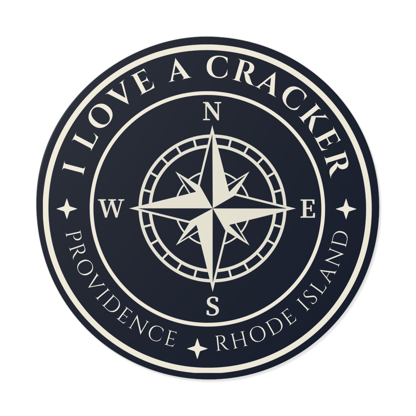 I Love A Cracker compass sticker | Round Vinyl Sticker Providence Rhode Island