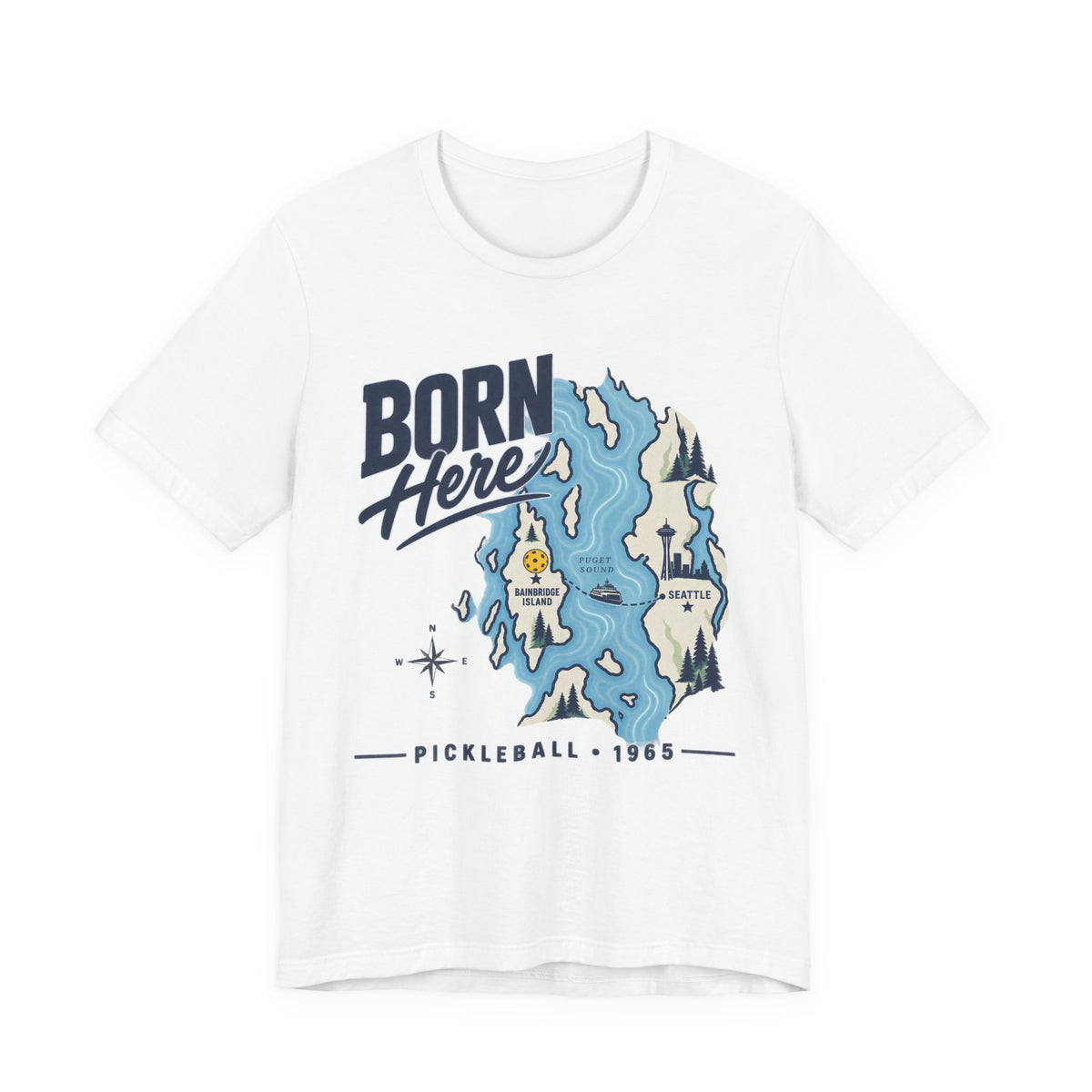 Copy of Born Here Bainbridge Island Pickleball 1965 Unisex Tee