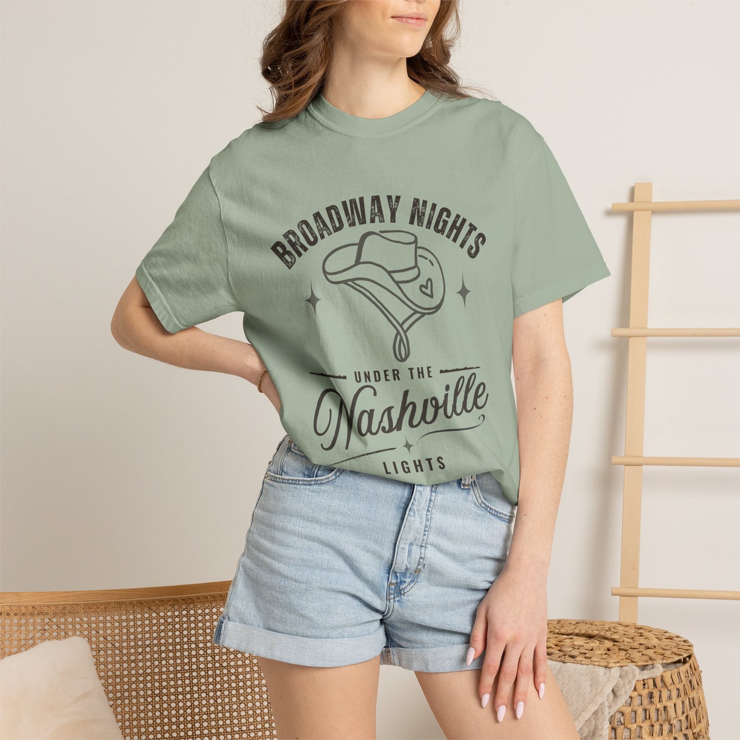 Broadway Nights Under the Nashville Lights Comfort Colors® T-Shirt | Nashville Country Music Tee | Broadway Street Shirt | Nashville Gift