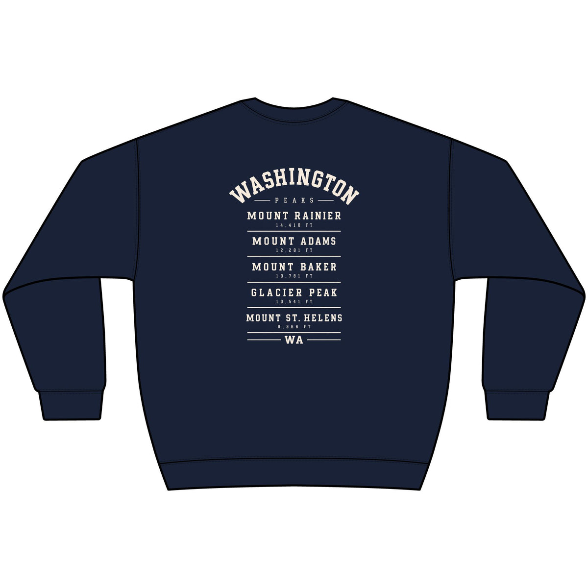 Washington Peaks Sweatshirt | Cascade Range Crewneck | Front and Back Design