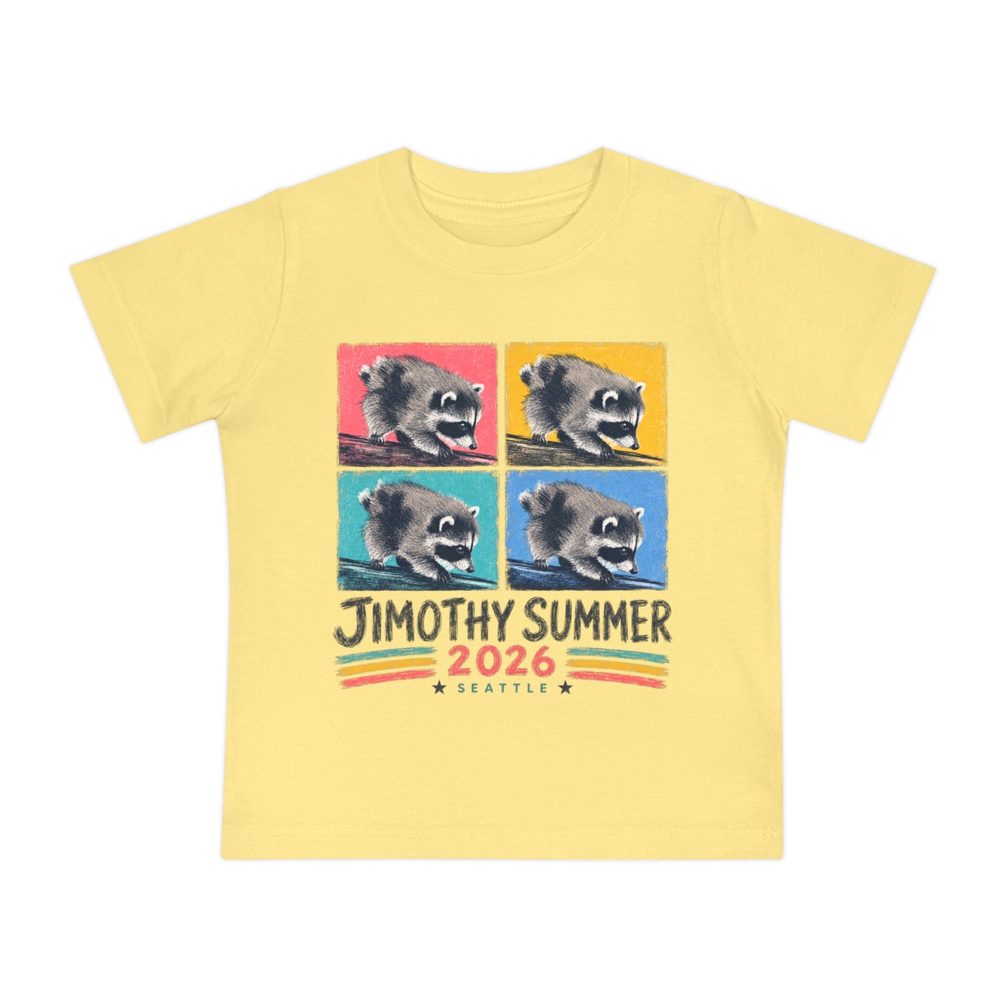 Jimothy Summer 2026 Seattle | Raccoon Pop Art Baby T-Shirt