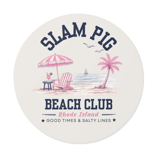 Slam Pig Beach Club | Anchor Yacht Club Sticker | Nautical Rhode Island Round Vinyl | RHORI