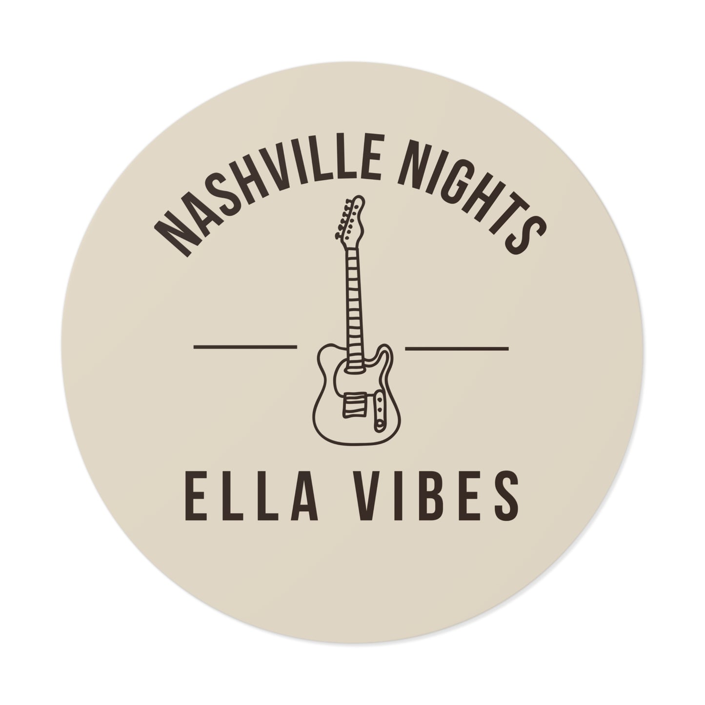 Nashville Nights Guitar Sticker | Round Vinyl Sticker, Ella Vibes | Ella Inspired Sticker | Nashville Music