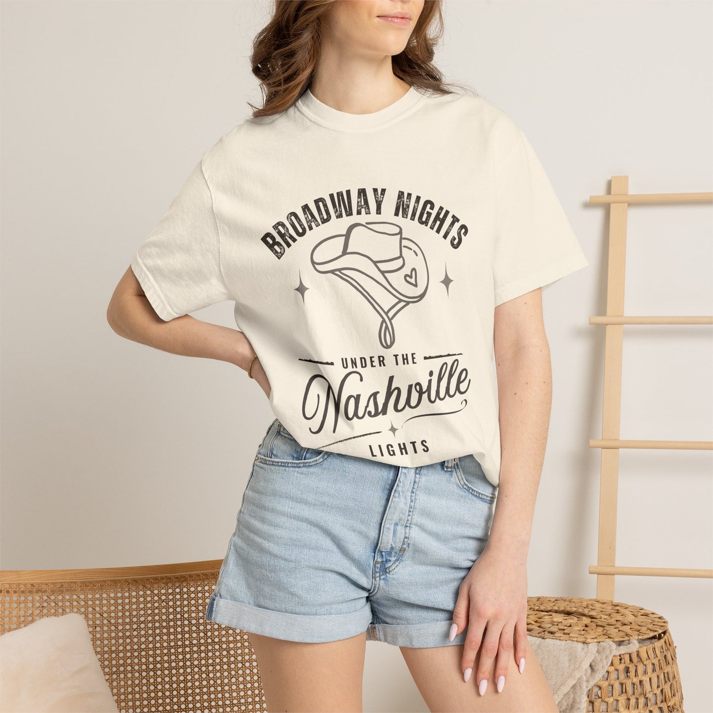 Broadway Nights Under the Nashville Lights Comfort Colors® T-Shirt | Nashville Country Music Tee | Broadway Street Shirt | Nashville Gift