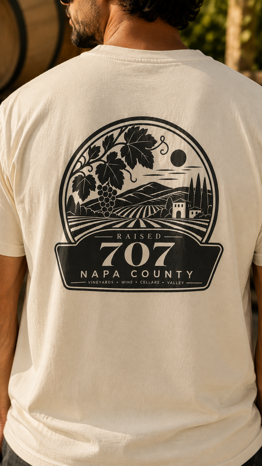Raised in Napa County T Shirt | Napa Valley 707 Wine Country Tee | California Vineyard Shirt | Comfort Colors 1717