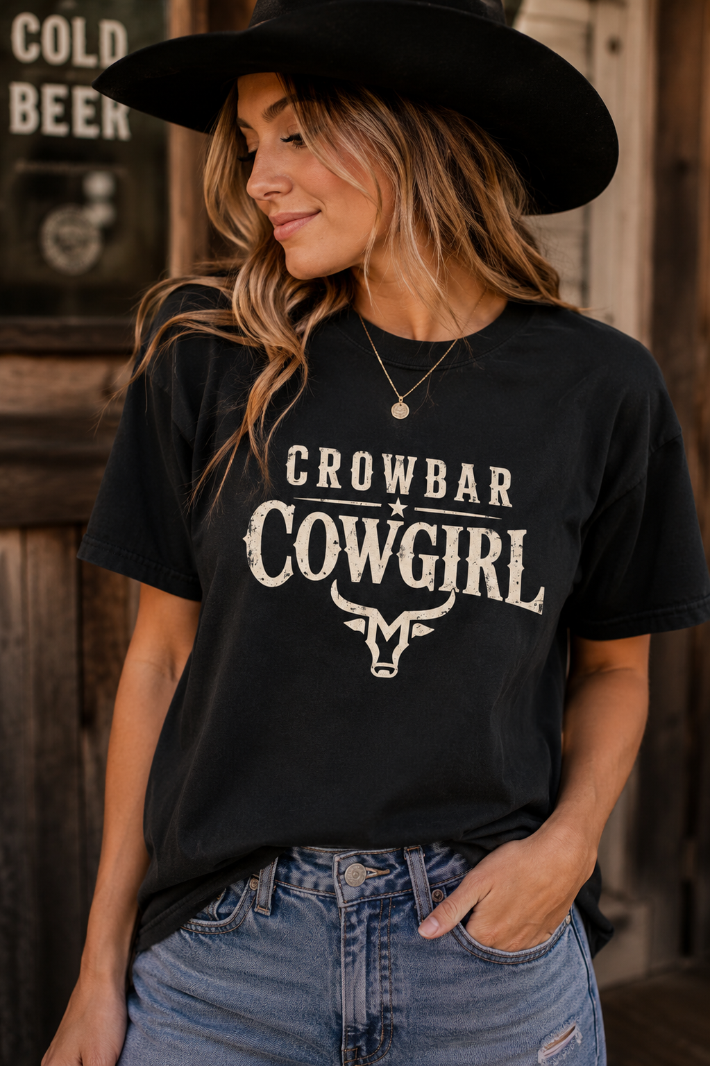 Crowbar Cowgirl T-shirt | Western Bull Skull Graphic | Missouri Bravo Show