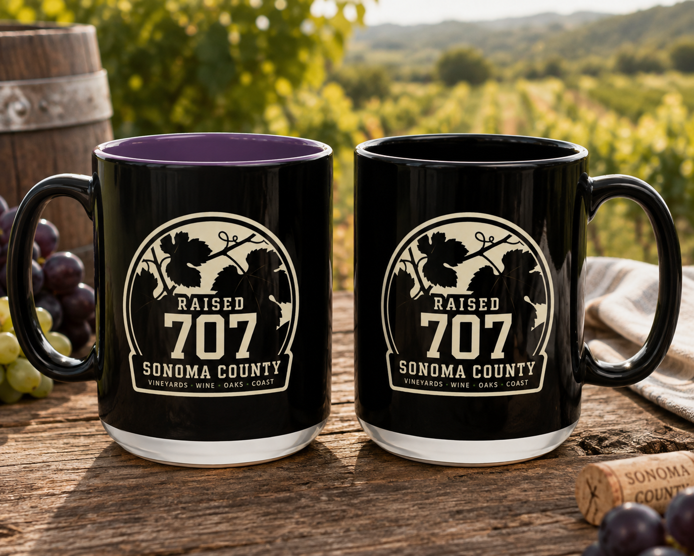 Raised in Sonoma County Coffee Mug, 11oz or 15oz Wine Country Mug, California Vineyard Gift, Wine Lover Gift