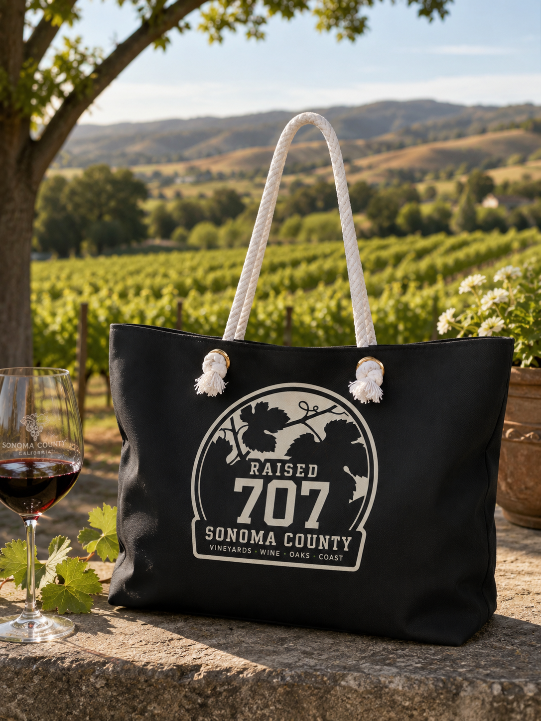 Raised in Sonoma County Tote Bag, Wine Country Gift, Vineyard Tote, California Wine Lover Gift, Local Pride